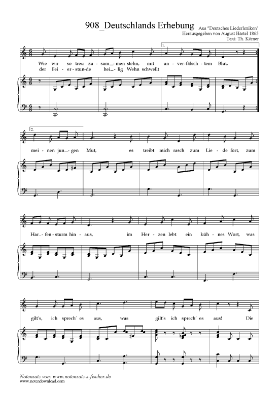 Product picture to: Deutschlands Erhebung Text: Th. Körner