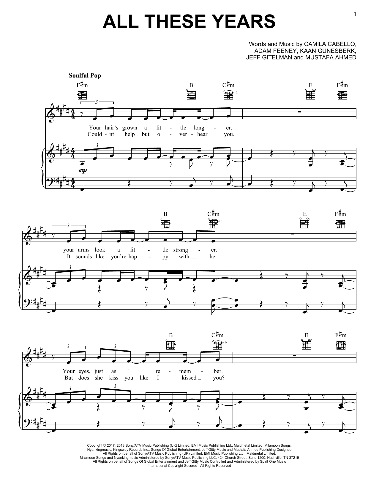 Produktgalerie: Seite 1 von 1 All These Years, Camila Cabello, Gesang, Gitarre, Klavier
