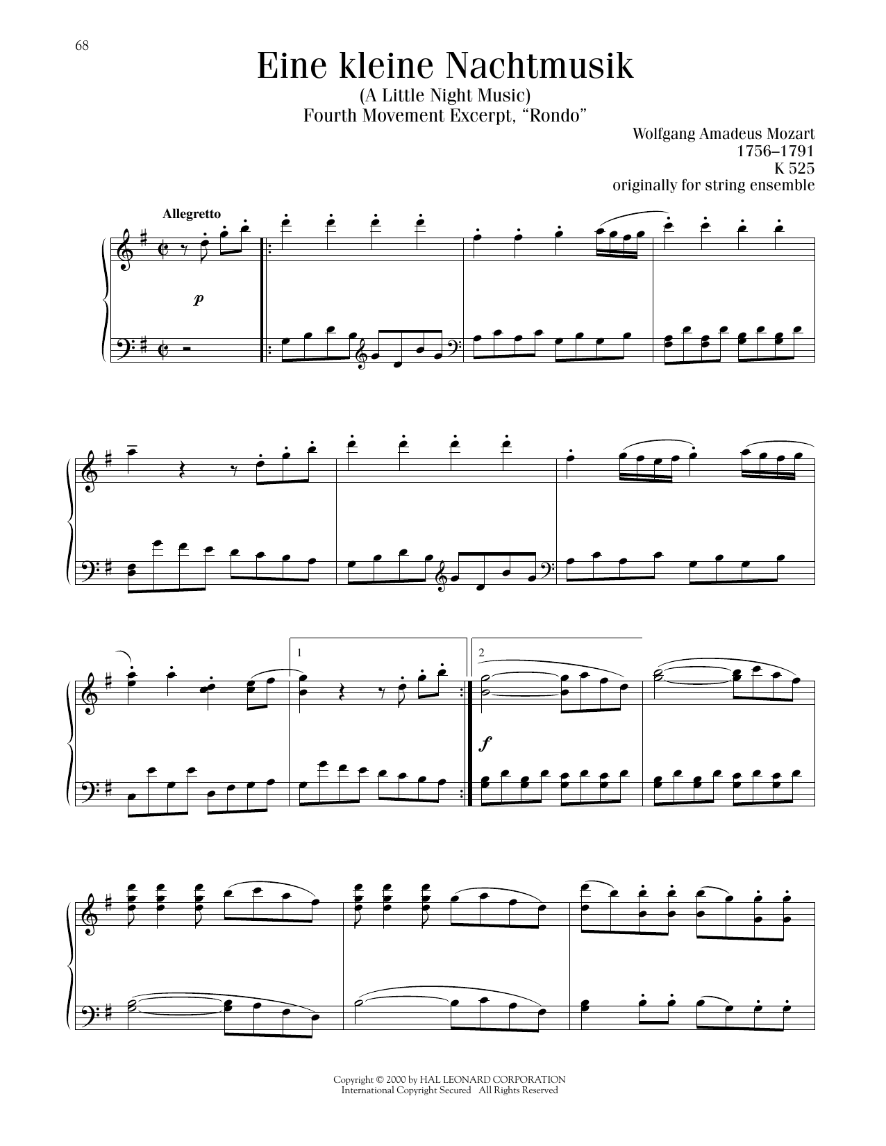 Product picture to: Eine Kleine Nachtmusik ("Rondeau"), Fourth Movement