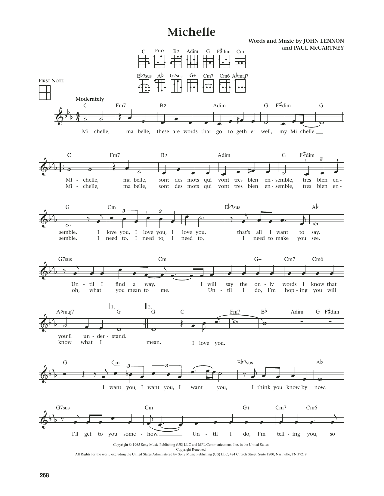 Produktgalerie: Seite 1 von 1 Michelle (from The Daily Ukulele) (arr. Jim Beloff), The Beatles, Ukulele