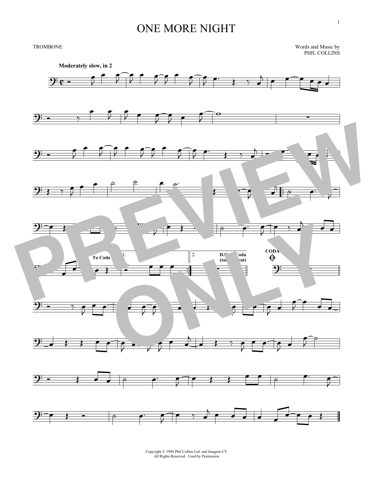 Product gallery: Page 1 of 1 One More Night, Phil Collins