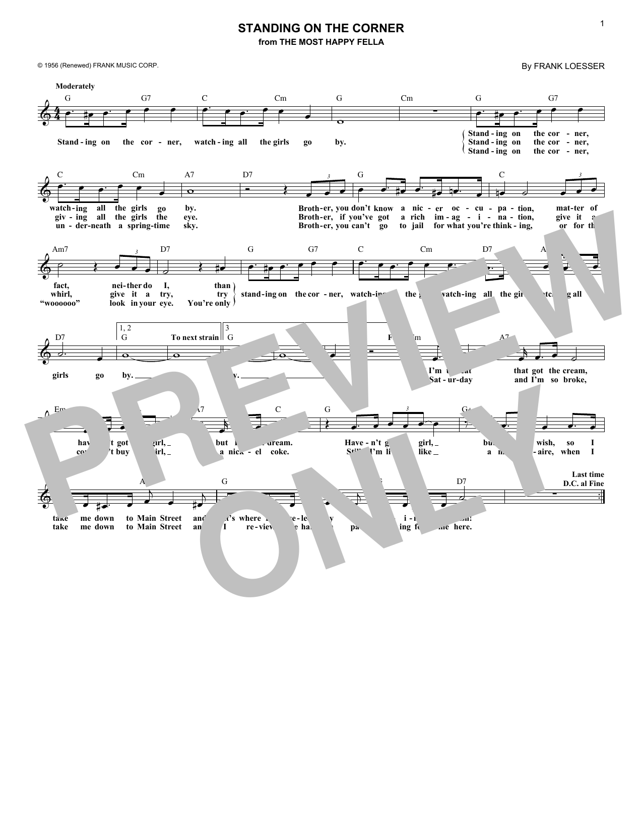Produktgalerie: Seite 1 von 1 Standing On The Corner, Frank Loesser, Melodieinstrument