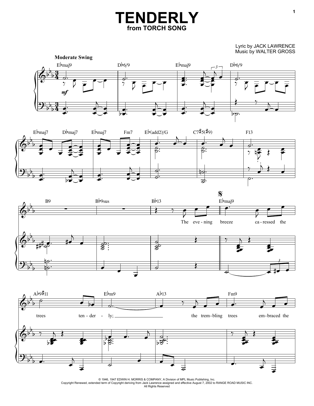 Produktbild zu: Tenderly [Jazz version] (arr. Brent Edstrom)