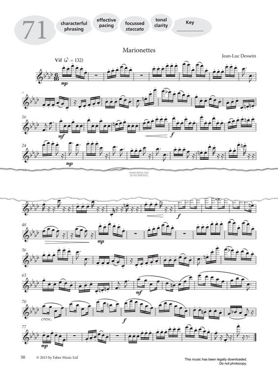 Product gallery: Page 1 of 1 Study No.71 'Marionettes' (from 'More Graded Studies For Flute Book Two'), Jean-Luc Dessein