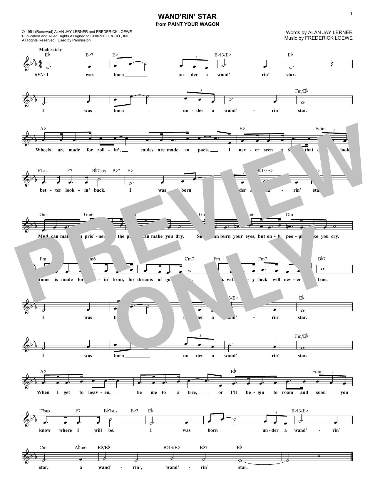 Produktbild zu: Wand'rin' Star (from Paint Your Wagon)