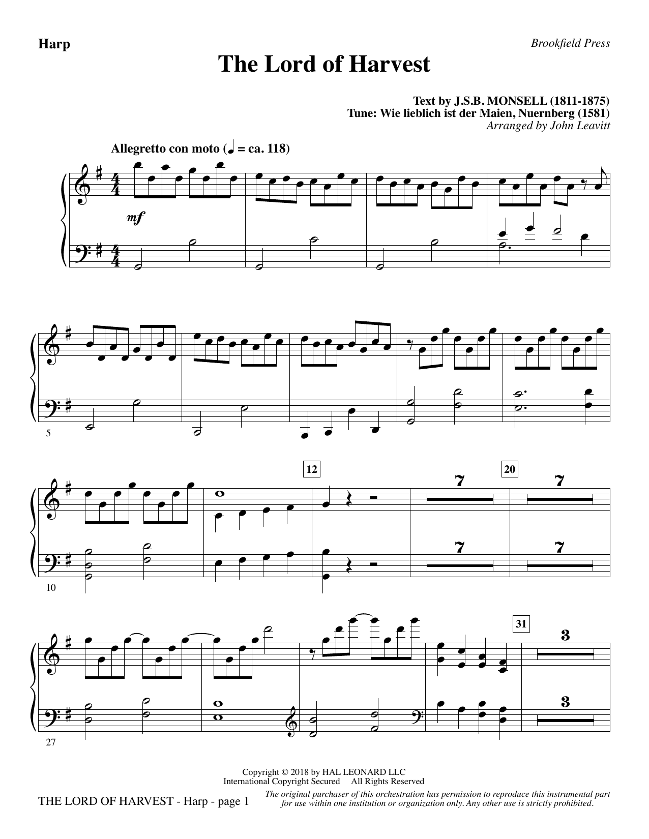 Produktbild zu: The Lord of Harvest - Harp