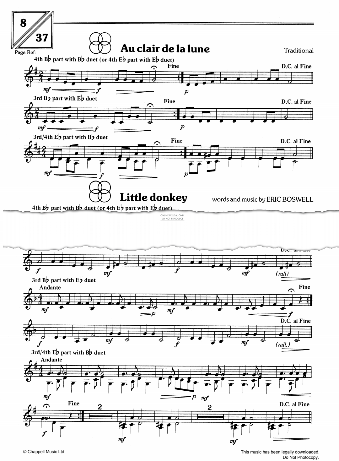 Produktgalerie: Seite 1 von 1 Au Clair De La Lune/Little Donkey, Eric Boswell, Brass Band