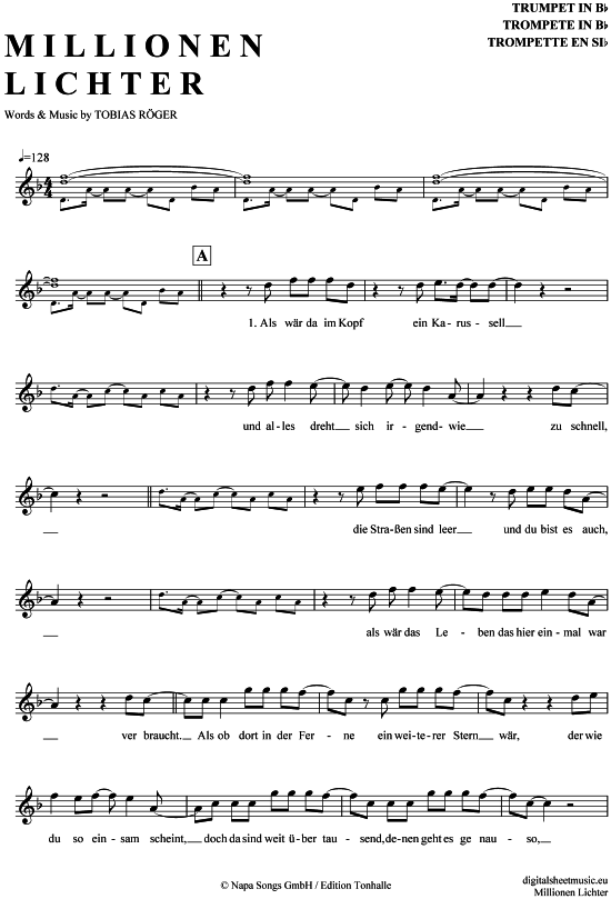 Produktgalerie: Seite 1 von 4 Millionen Lichter , Stürmer, Christina, Trompete in B