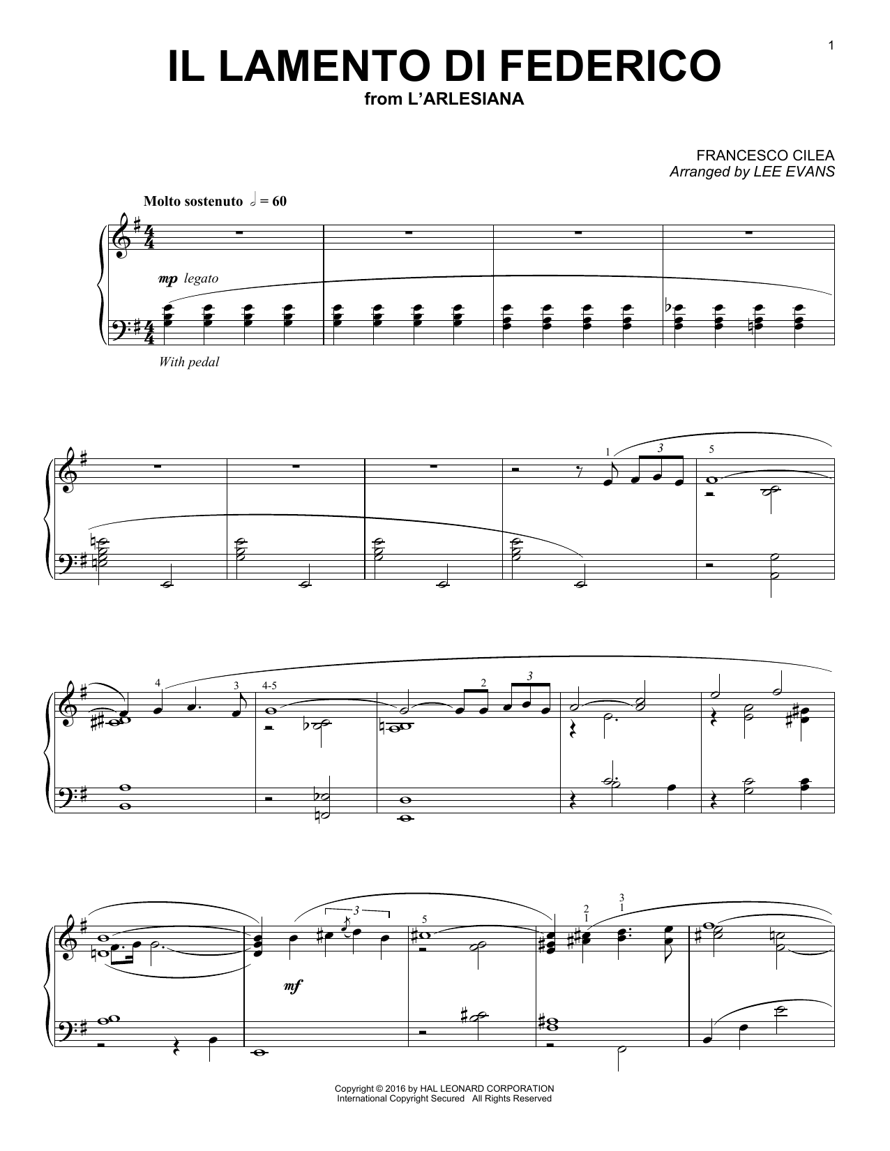 Produktbild zu: ll lamento di Federico (arr. Lee Evans)