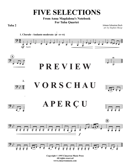 Product gallery: Page 15 of 16 Auswahl aus Notenbüchlein für Magdalena , , (Tuba Quartet: 2x Baritone, 2xTuba)