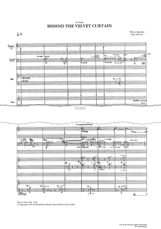 Produktgalerie: Seite 1 von 1 Behind The Velvet Curtain, Rebecca Saunders, Harfe, Klavier, Trompete, Violoncello