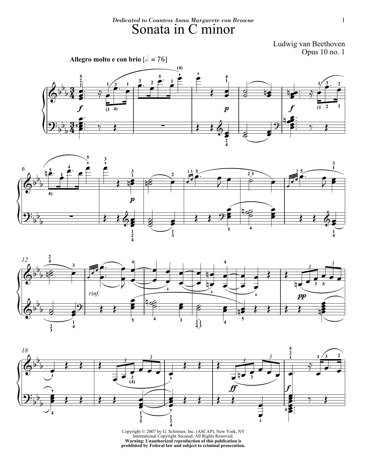 Product picture to: Piano Sonata No. 5 In C Minor, Op. 10, No. 1