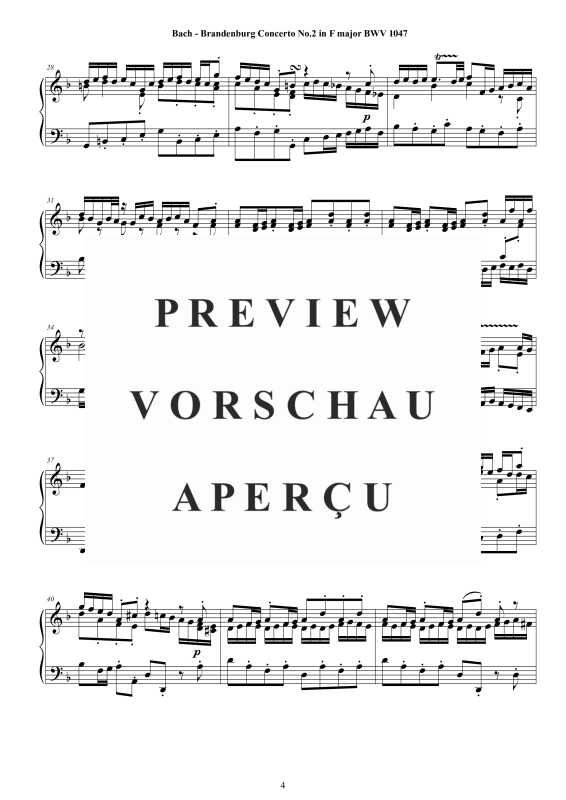 Product gallery: Page 5 of 11 Brandenburg Concerto No. 2 in F major BWV 1047, , Solo Piano