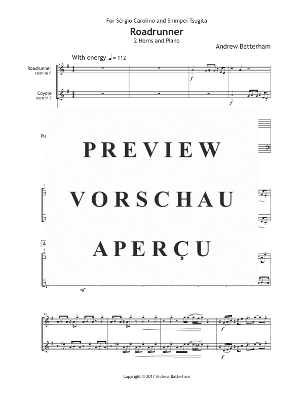 Produktgalerie: Seite 5 von 11 Roadrunner, , (Trio 2x Horn in F und Klavier)