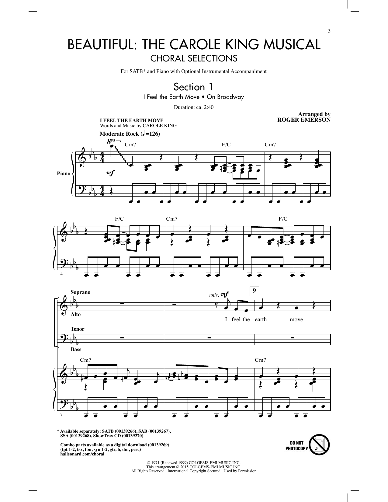Product picture to: Beautiful: The Carole King Musical (Choral Selections) (arr. Roger Emerson)