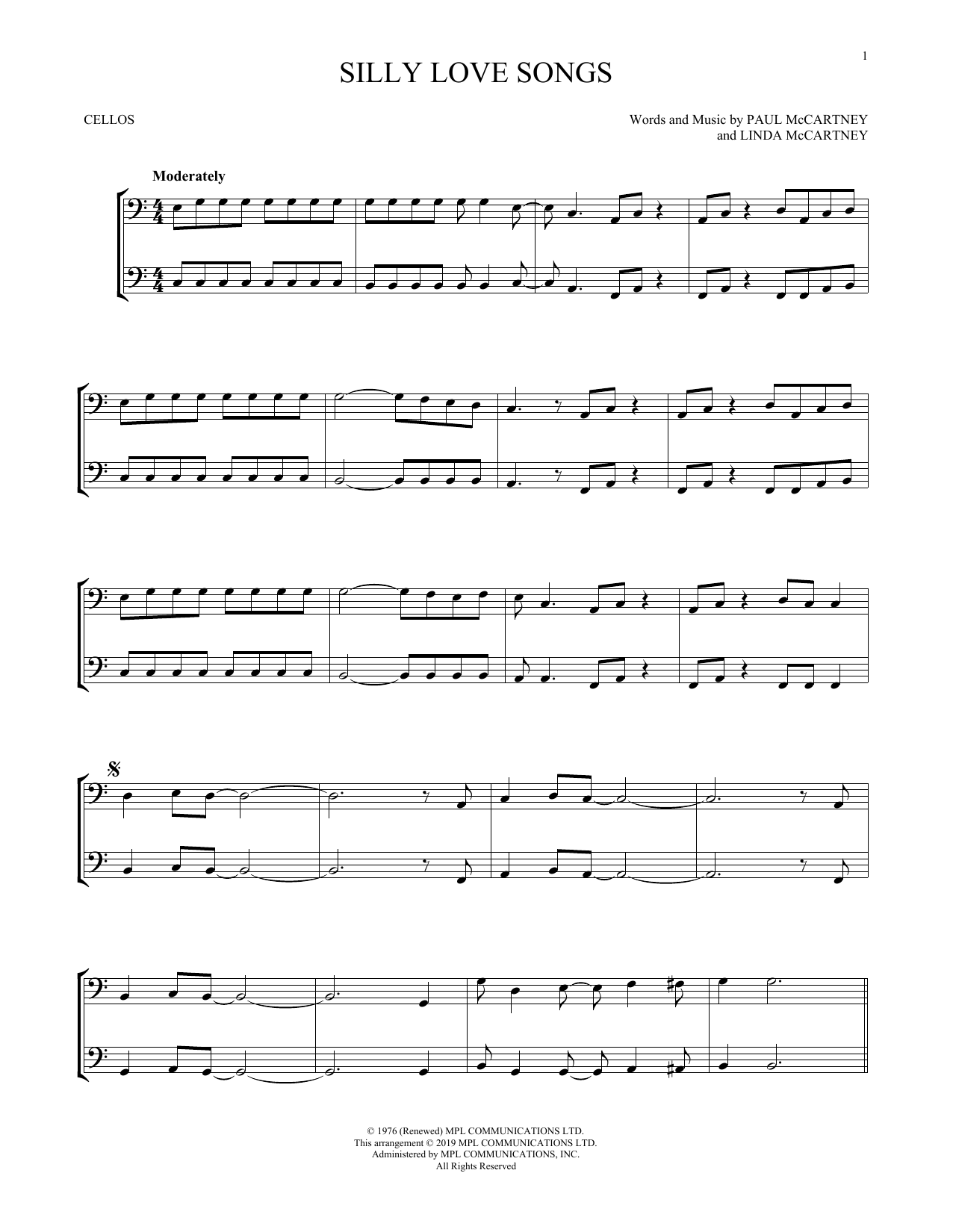Produktgalerie: Seite 1 von 1 Silly Love Songs, Wings, Violoncello