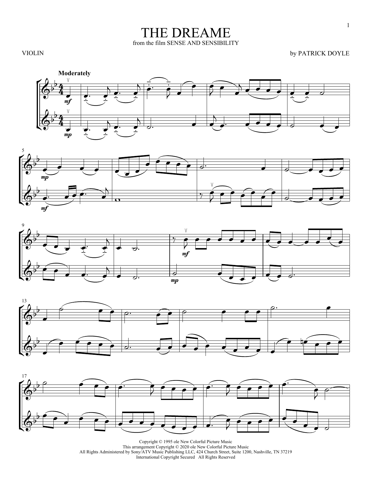 Product gallery: Page 1 of 1 The Dreame (from Sense and Sensibility), Patrick Doyle