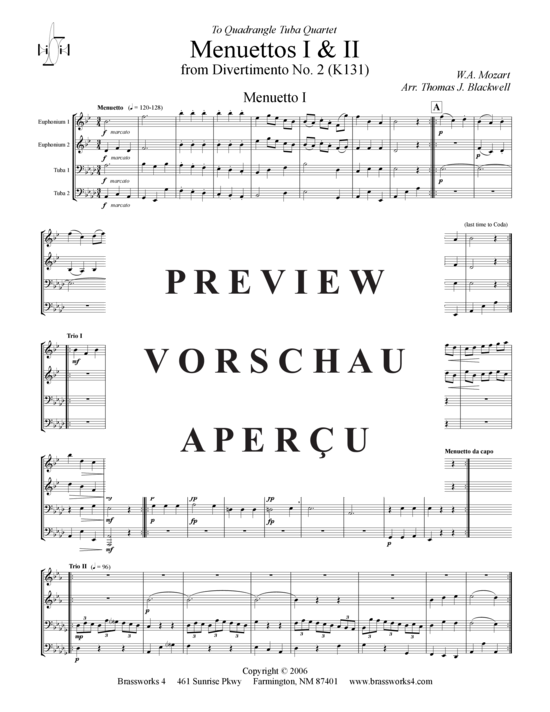 Product gallery: Page 2 of 17 Menuettos I u II  , , (Tuba Quartet: 2x Baritone, 2xTuba)