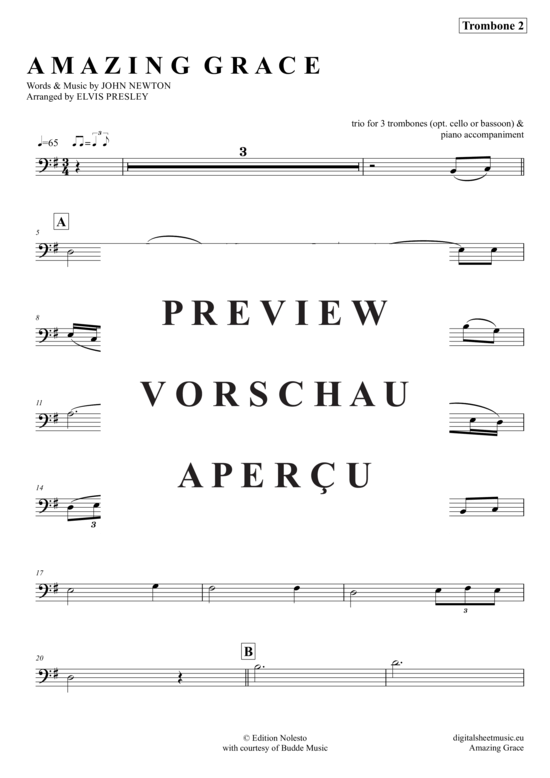 Product gallery: Page 9 of 18 Amazing Grace , Presley, Elvis, (Trombone Trio + Piano)