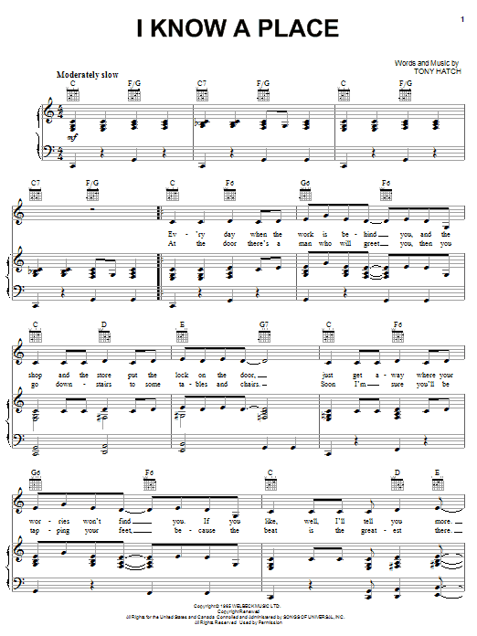 Produktgalerie: Seite 1 von 1 I Know A Place, Petula Clark, Gesang, Gitarre, Klavier