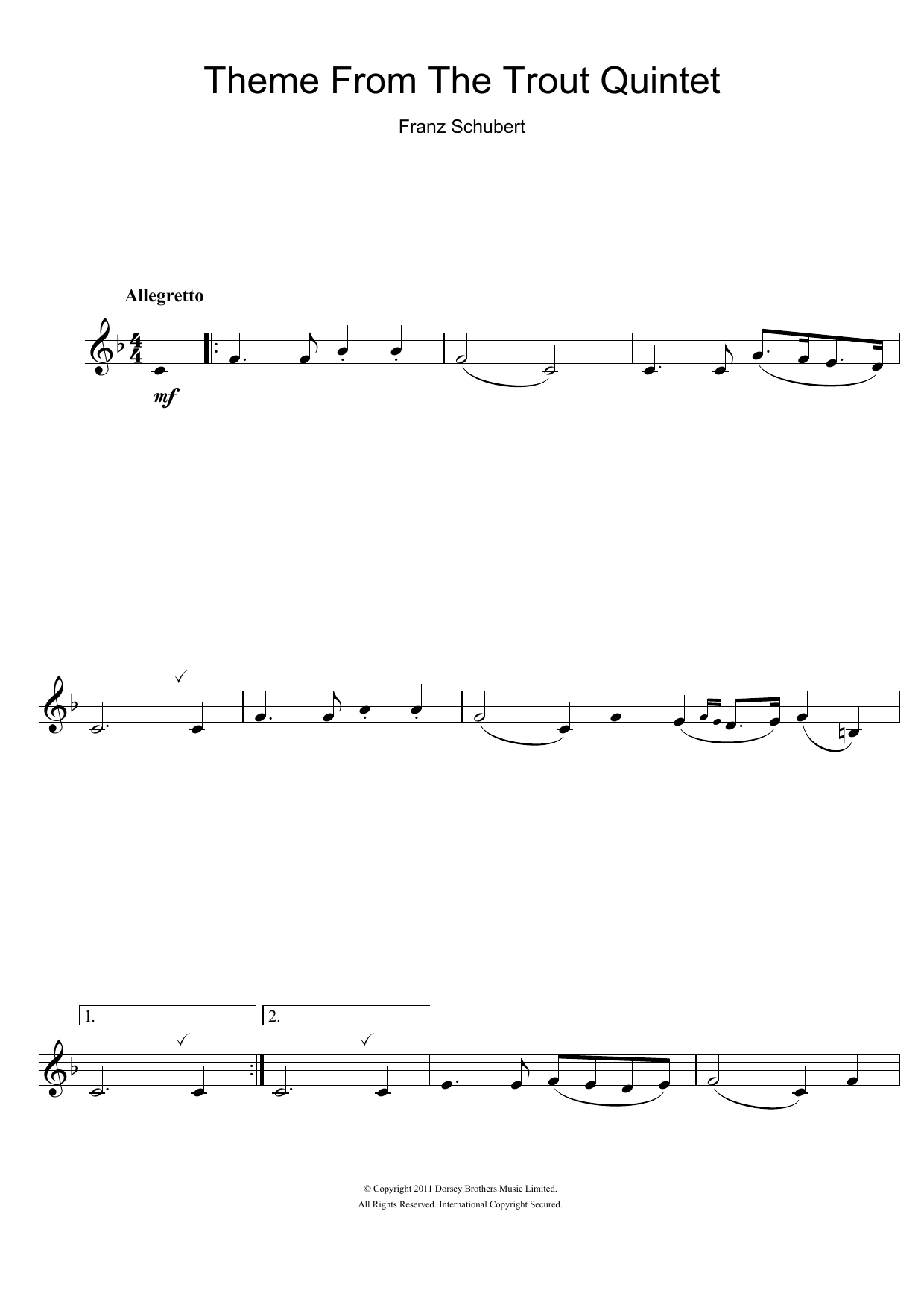 Product gallery: Page 1 of 1 Theme From The Trout Quintet (Die Forelle), Franz Schubert
