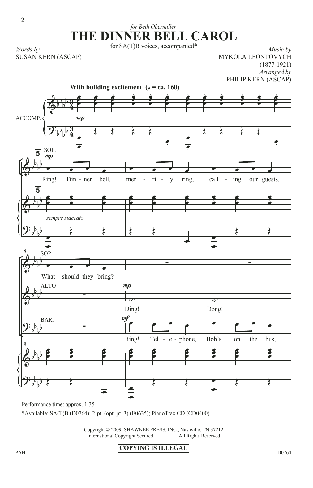 Produktgalerie: Seite 1 von 1 The Dinner Bell Carol, Philip Kern, Chor