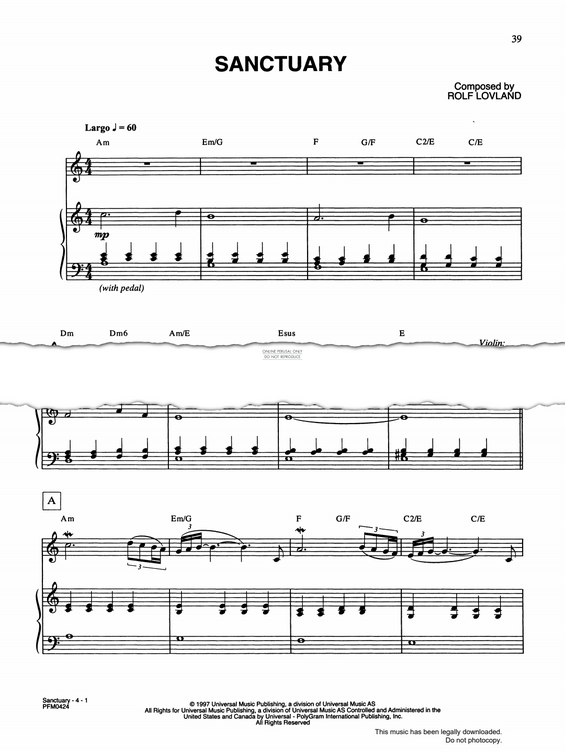 Produktgalerie: Seite 1 von 1 Sanctuary, Rolf Lovland, Klavier, Violine