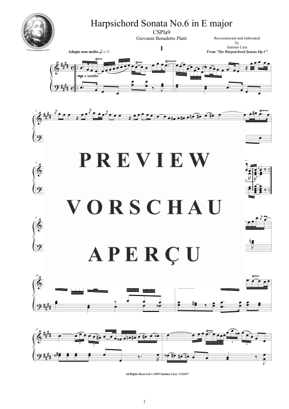 Produktgalerie: Seite 2 von 11 Cembalo Sonate Nr. 6 in E-Dur Op. 1, , Cembalo/Klavier Solo
