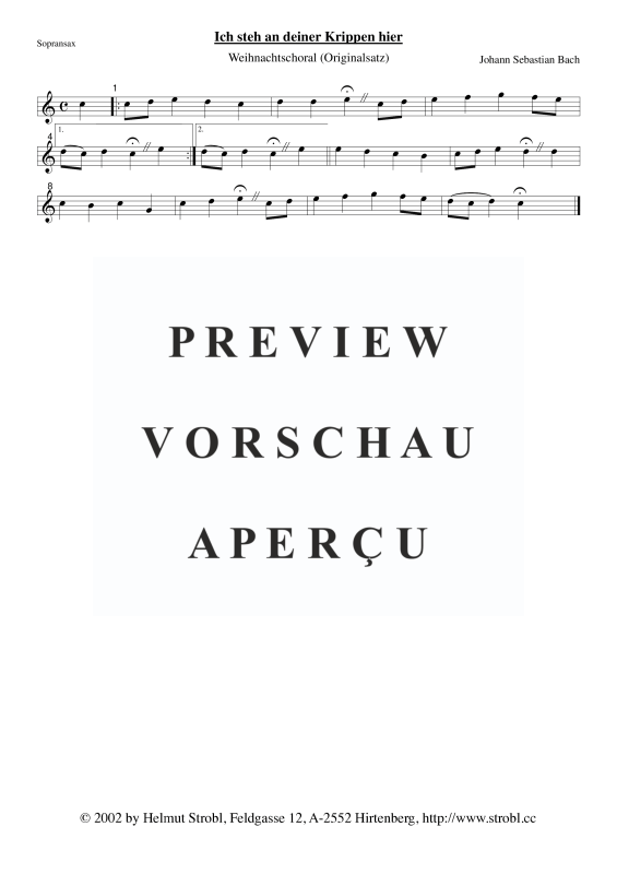 gallery: Ich steh an deiner Krippen hier, , Saxophonquintett AATTB