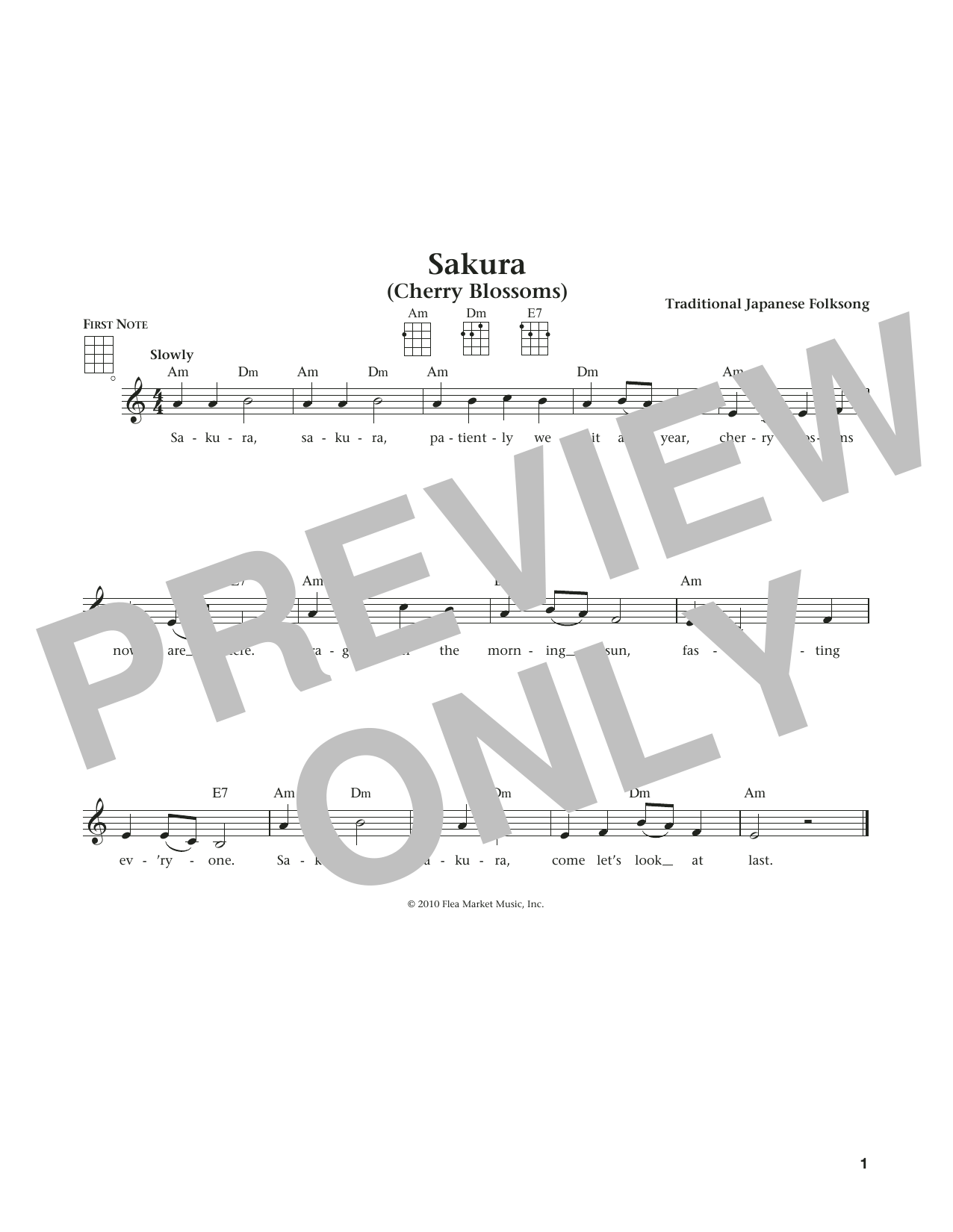 Product gallery: Page 1 of 1 Sakura (Cherry Blossoms) (from The Daily Ukulele) (arr. Liz and Jim Beloff), Trad. Japanese Folk Song
