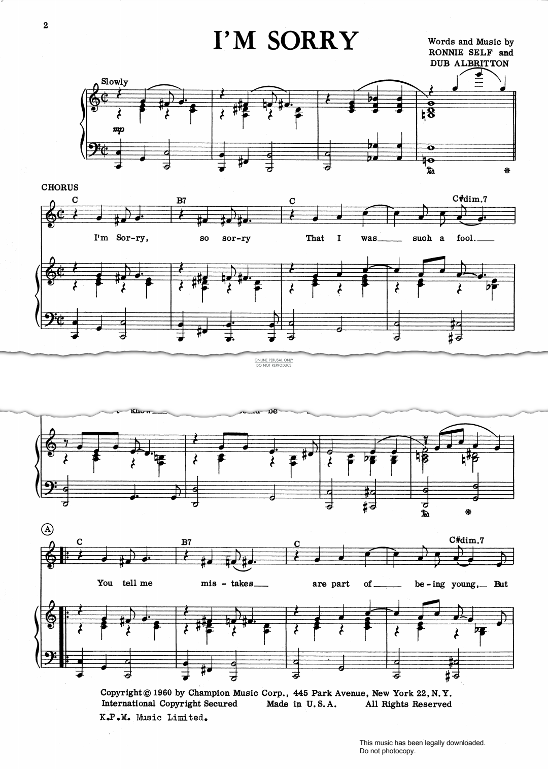 Product gallery: Page 1 of 1 I'm Sorry, Brenda Lee