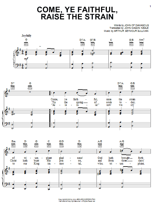 Produktgalerie: Seite 1 von 1 Come, Ye Faithful, Raise The Strain, Arthur Seymour Sullivan, Gesang, Gitarre, Klavier
