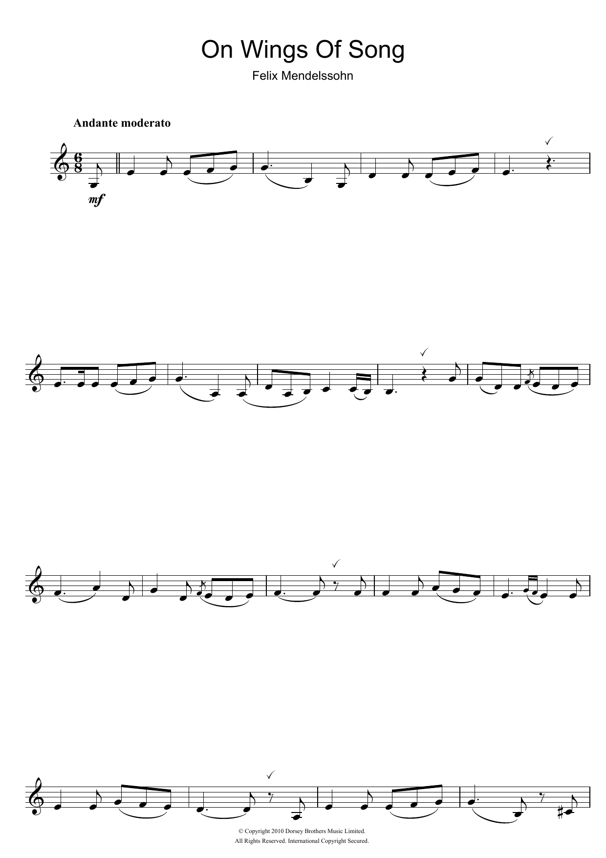 Product gallery: Page 1 of 1 On Wings Of Song, Felix Mendelssohn