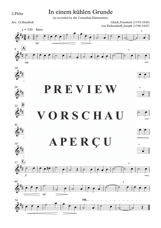 Produktgalerie: Seite 6 von 8 In einem kühlen Grunde, , Flötenquartett