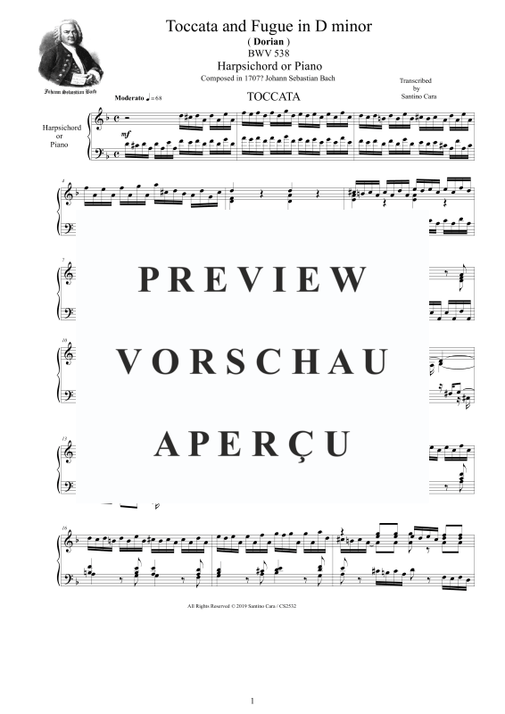 Product gallery: Page 2 of 11 Toccata and Fugue in D minor (Dorian) BWV 538, , Harpsichord/Solo Piano