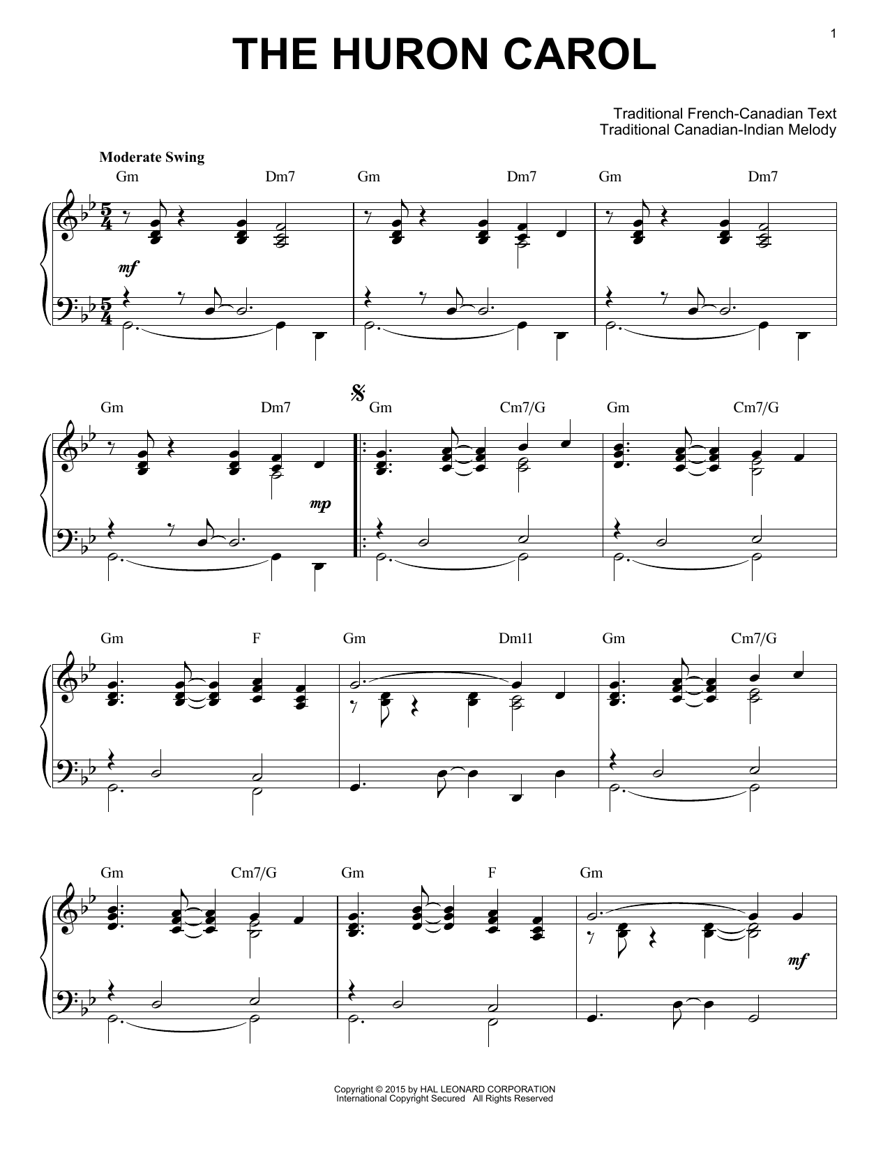 Produktbild zu: The Huron Carol [Jazz version] (arr. Brent Edstrom)