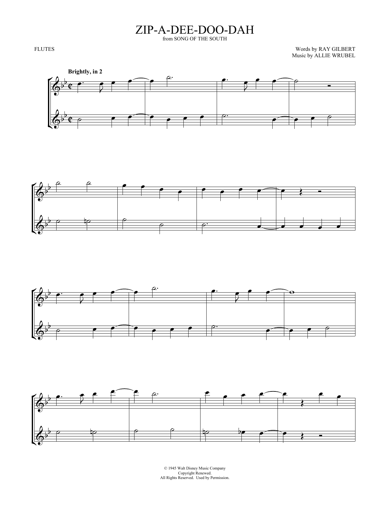 Product gallery: Page 1 of 1 Zip-A-Dee-Doo-Dah (from Song Of The South) (arr. Mark Phillips), James Baskett