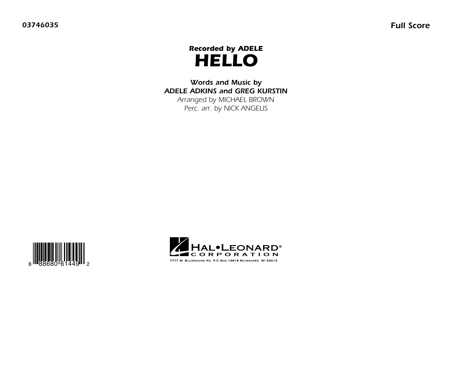 Produktgalerie: Seite 1 von 1 Hello - Conductor Score (Full Score), Adele, Adele Adkins, Nick Angelis, Ensemble
