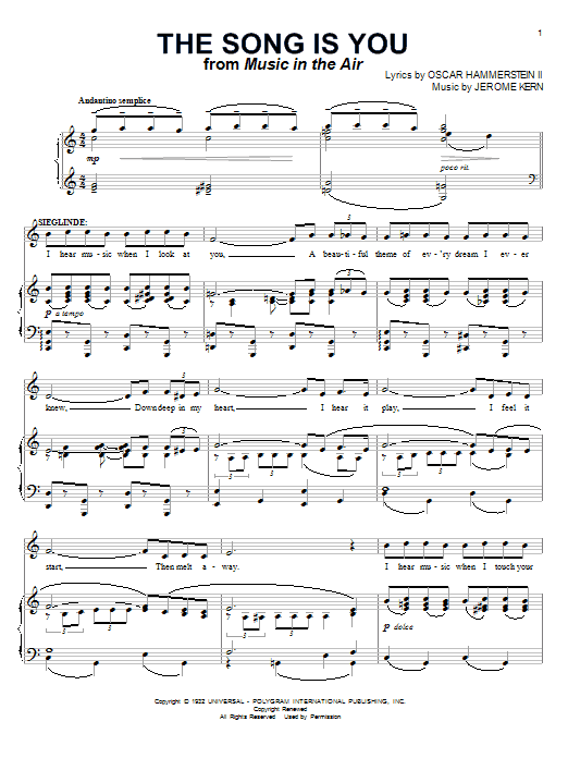 Product picture to:  The Song Is You - Jerome Kern