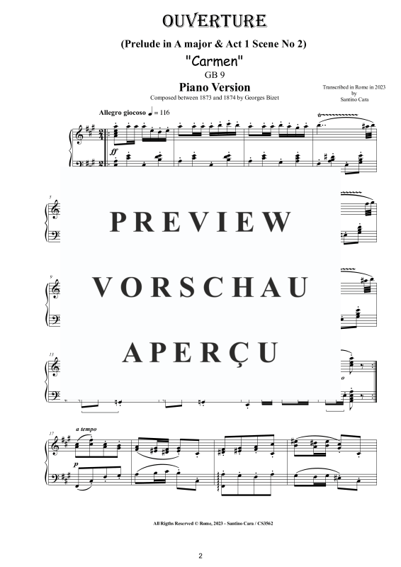 Product gallery: Page 3 of 11 Ouverture (Prelude) in A major (Carmen), , Piano Easy