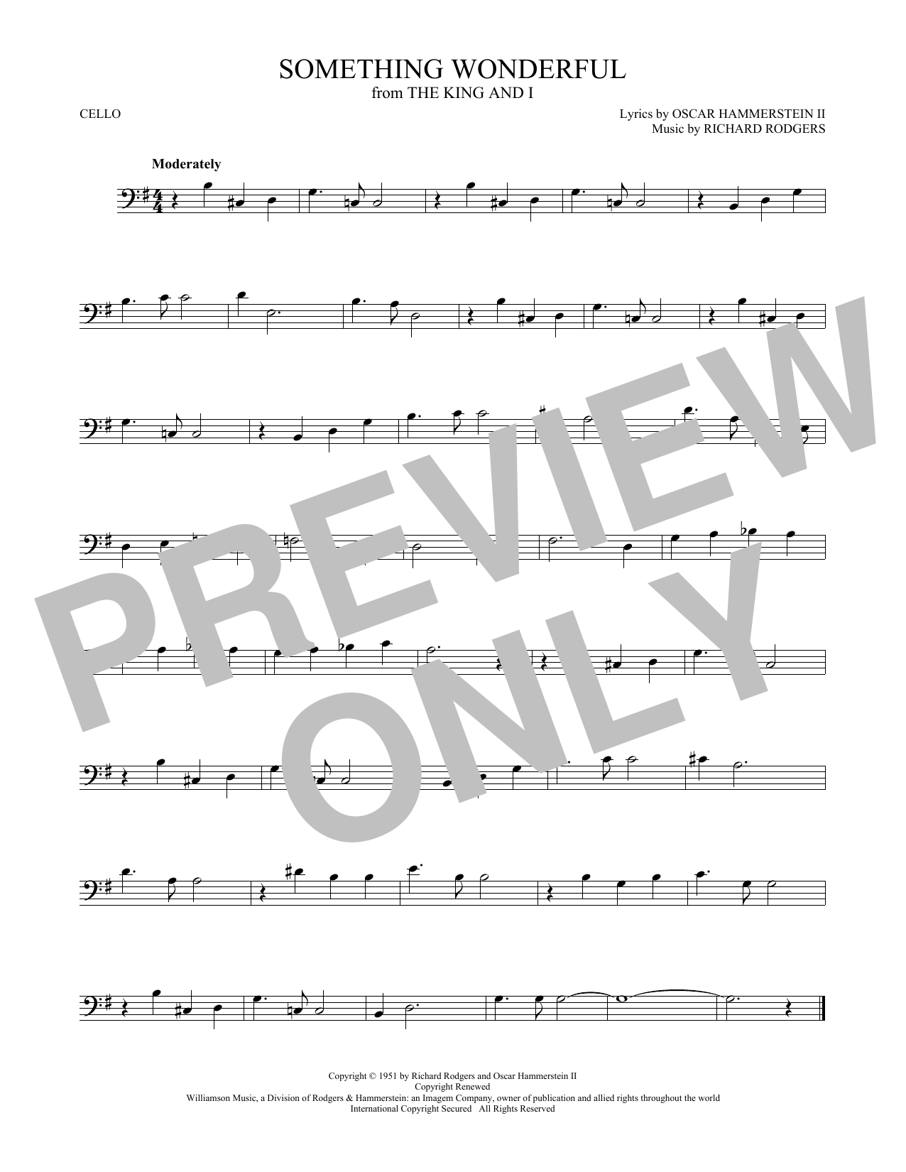 Produktgalerie: Seite 1 von 1 Something Wonderful (from The King And I), Rodgers & Hammerstein, Violoncello