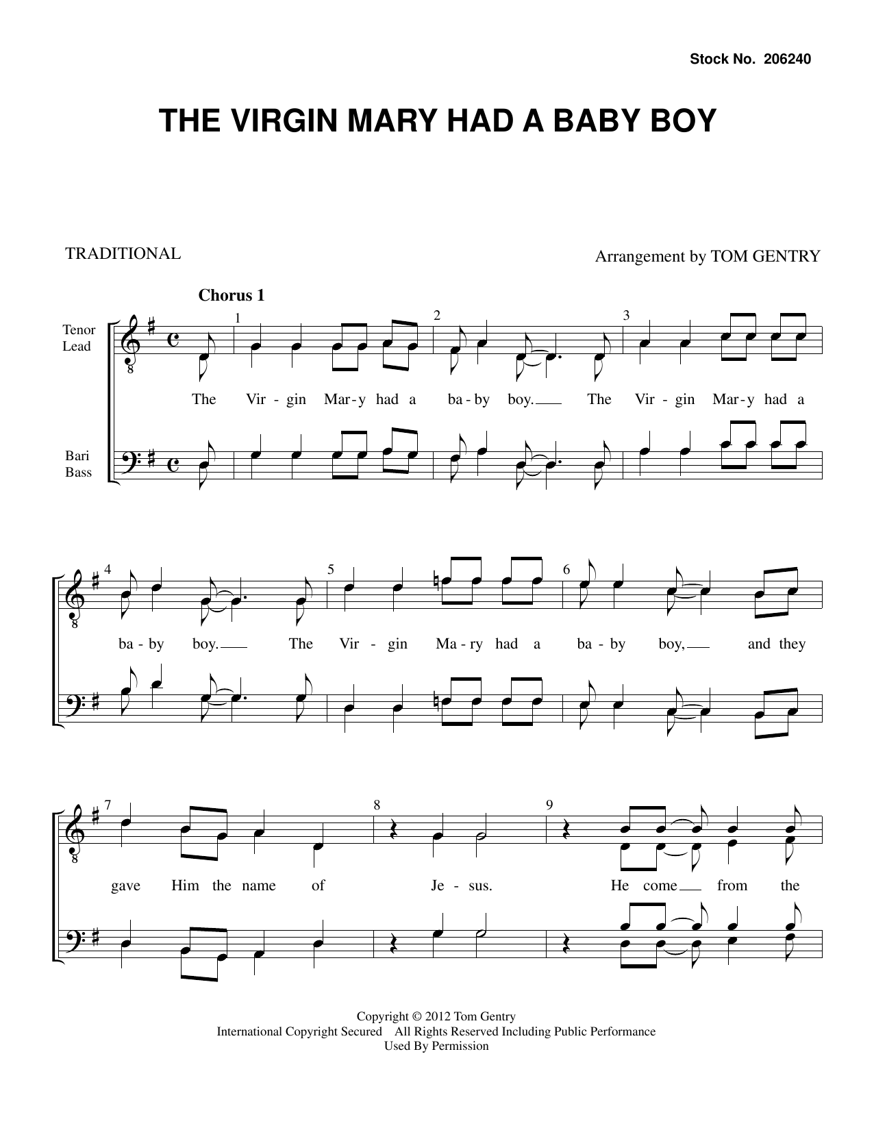 Product picture to: The Virgin Mary had a Baby Boy (arr. Tom Gentry)