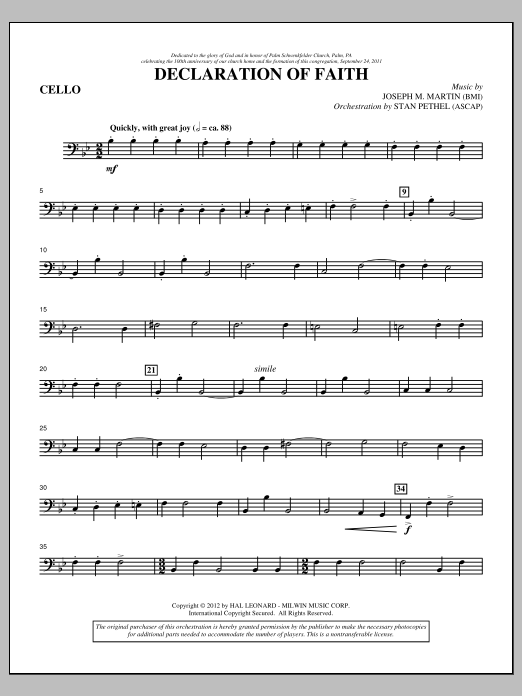 Product picture to: Declaration Of Faith - Cello