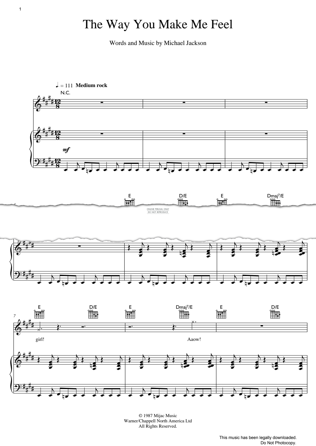 gallery: The Way You Make Me Feel, Michael Jackson, Gesang, Gitarre, Klavier