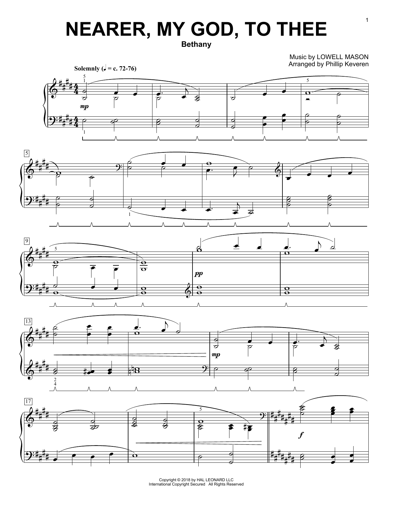 Produktbild zu: Nearer, My God, To Thee [Classical version] (arr. Phillip Keveren)