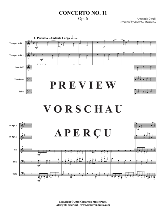 Produktgalerie: Seite 2 von 18 Concerto No. 11, Op. 6 , , (Blechbläserquintett)