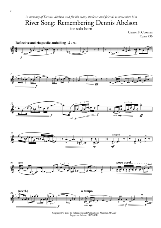 Produktbild zu: Riversong : Remembering Dennis Abelson Carson P. Cooman