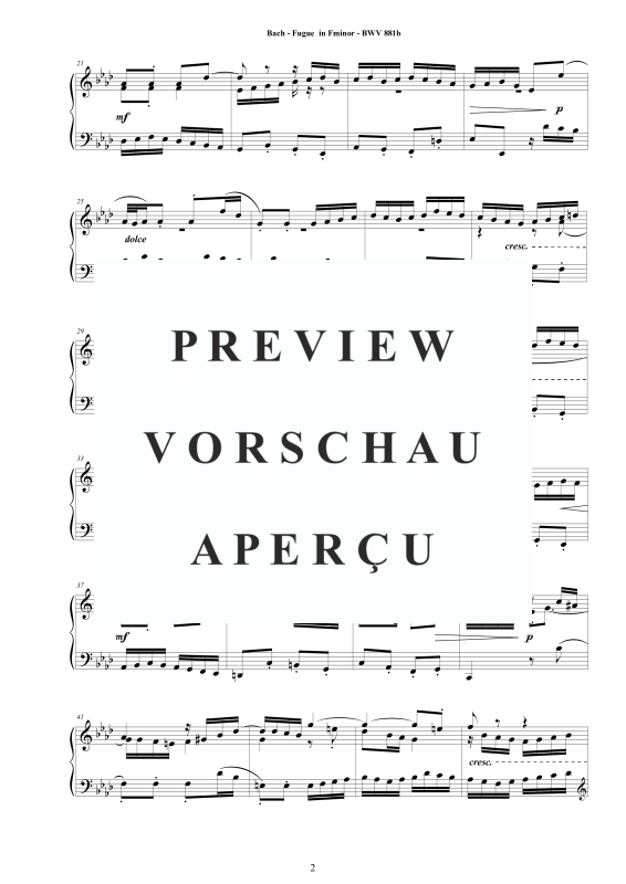 Produktgalerie: Seite 3 von 5 Fuge in F-Moll BWV 881b - Piano Version, , Klavier Solo