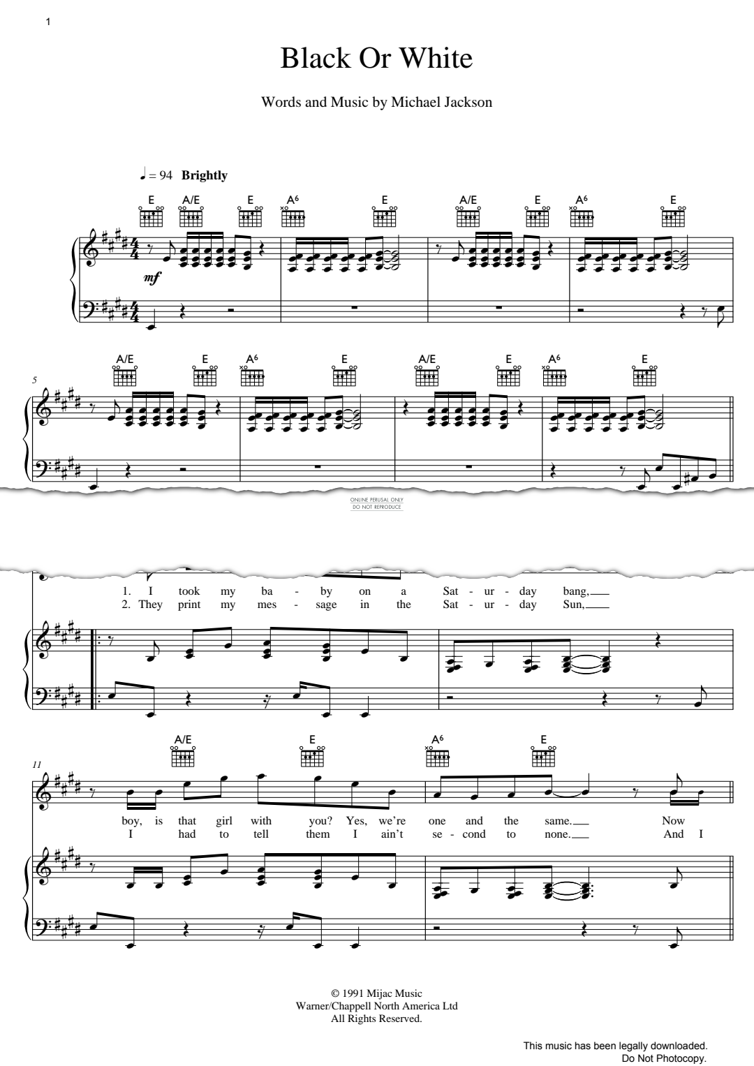 Product gallery: Page 1 of 1 Black Or White (Rap Version), Michael Jackson