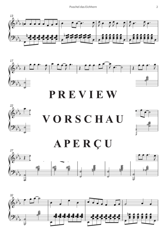 Product gallery: Page 5 of 6 Puschel das Eichhorn - Title Song from the TV series Puschel das Eichhorn aka Bannertail-Story of a Grey Squirrel (1984) , , Piano Solo